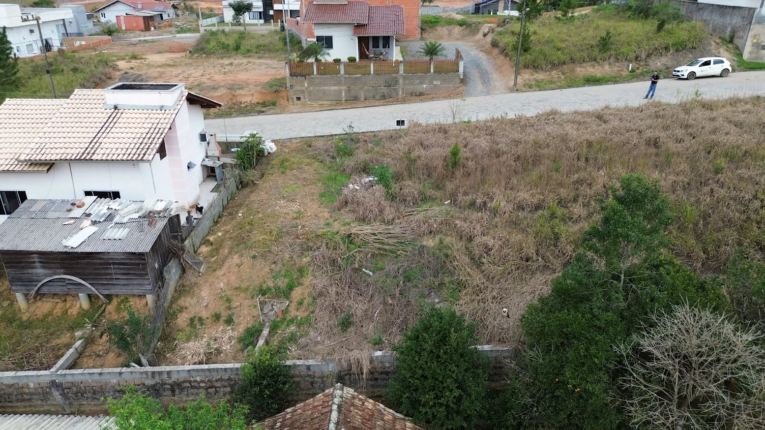 Vista aérea ampliada do lote de 368,49 m² no bairro Francisco Rauh